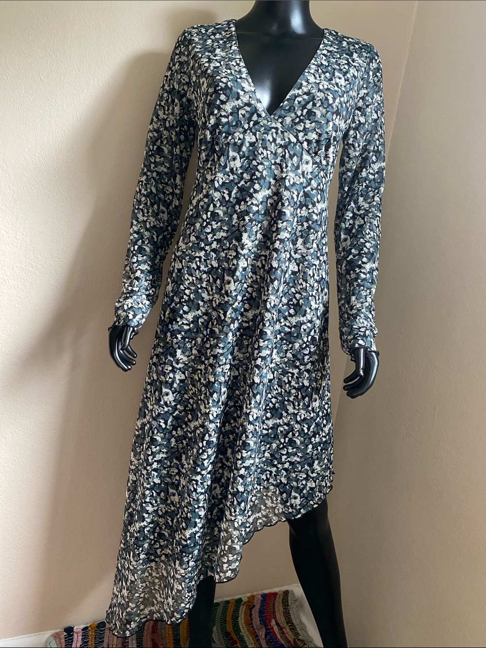 Oak & Trellis Sheer Chic Asymmetrical V-Neck Dress